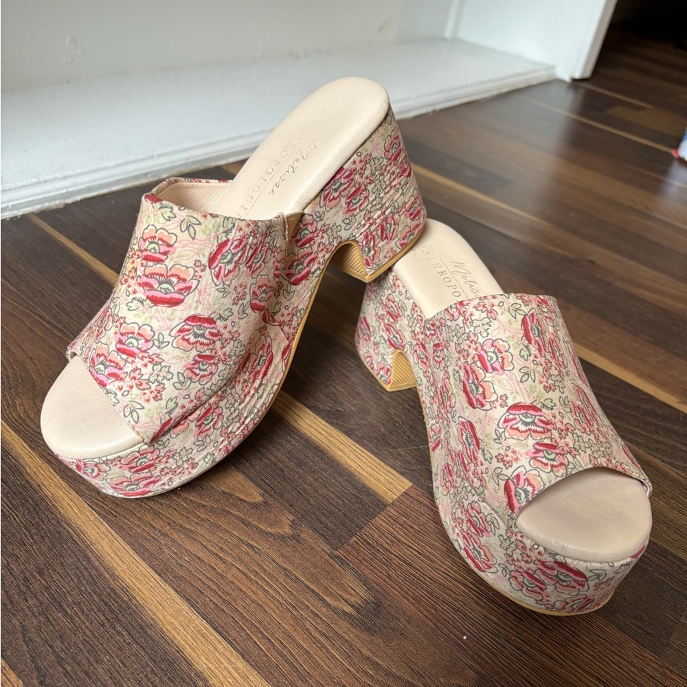 Anthropologie Matisse Terry Floral Platform Sandals Size 6 - Picture 4 of 11